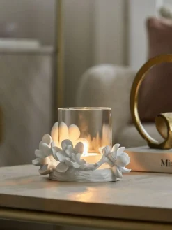 Hot Next White Floral Tealight Candle Holder