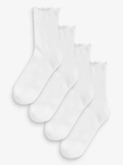Next Frill Top Cushion Sole Ankle Socks 4 Pack^Women Socks & Tights