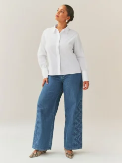 Hot Next White Fuller Bust Fitted Stretch Essential Long Sleeve Shirt