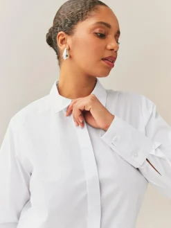 Hot Next White Fuller Bust Fitted Stretch Essential Long Sleeve Shirt