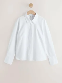 Hot Next White Fuller Bust Fitted Stretch Essential Long Sleeve Shirt