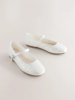Best Next White Glitter Standard Fit (F) Mary Jane Occasion Shoes