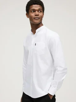 Best Next White Grandad Collar Regular Fit Button Down Easy Iron Oxford Shirt