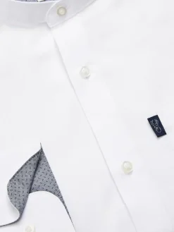 Best Next White Grandad Collar Regular Fit Button Down Easy Iron Oxford Shirt