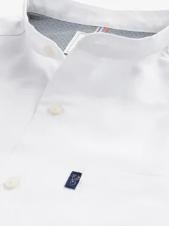 Best Next White Grandad Collar Regular Fit Button Down Easy Iron Oxford Shirt