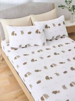Hot Next White Hamish The Highland Cow Fitted Sheet Pillowcase Set