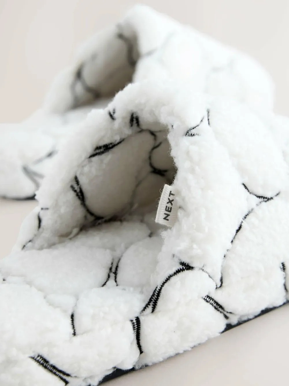 New Next White Heart Borg Mule Slippers