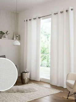 Next White Heavyweight Chenille Eyelet Lined Curtains^ Curtains & Blinds