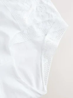 Next High Waist Lace & Microfibre Knickers 2 Pack White