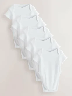 Next White Hip Dysplasia Short Sleeve Bodysuits 5 Pack^BOY Bodysuits & Vests|Vests
