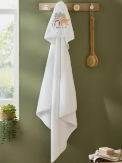 Best Next White Im New Here 100% Cotton Hooded Baby Towel