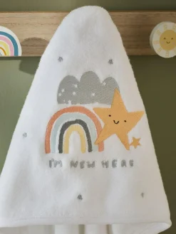 Best Next White Im New Here 100% Cotton Hooded Baby Towel