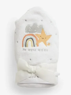 Best Next White Im New Here 100% Cotton Hooded Baby Towel