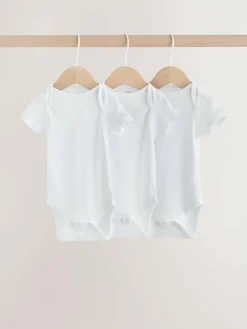 Next White Kind To Skin Baby Bodysuits 3 Pack^BOY Unisex|Bodysuits & Vests
