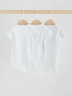 Next White Kind To Skin Baby Bodysuits 3 Pack^BOY Unisex|Bodysuits & Vests