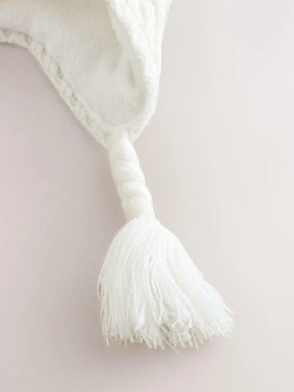 Online Next Baby Pointelle Double Pom Trapper Hat (0mths-2yrs) White Knitted