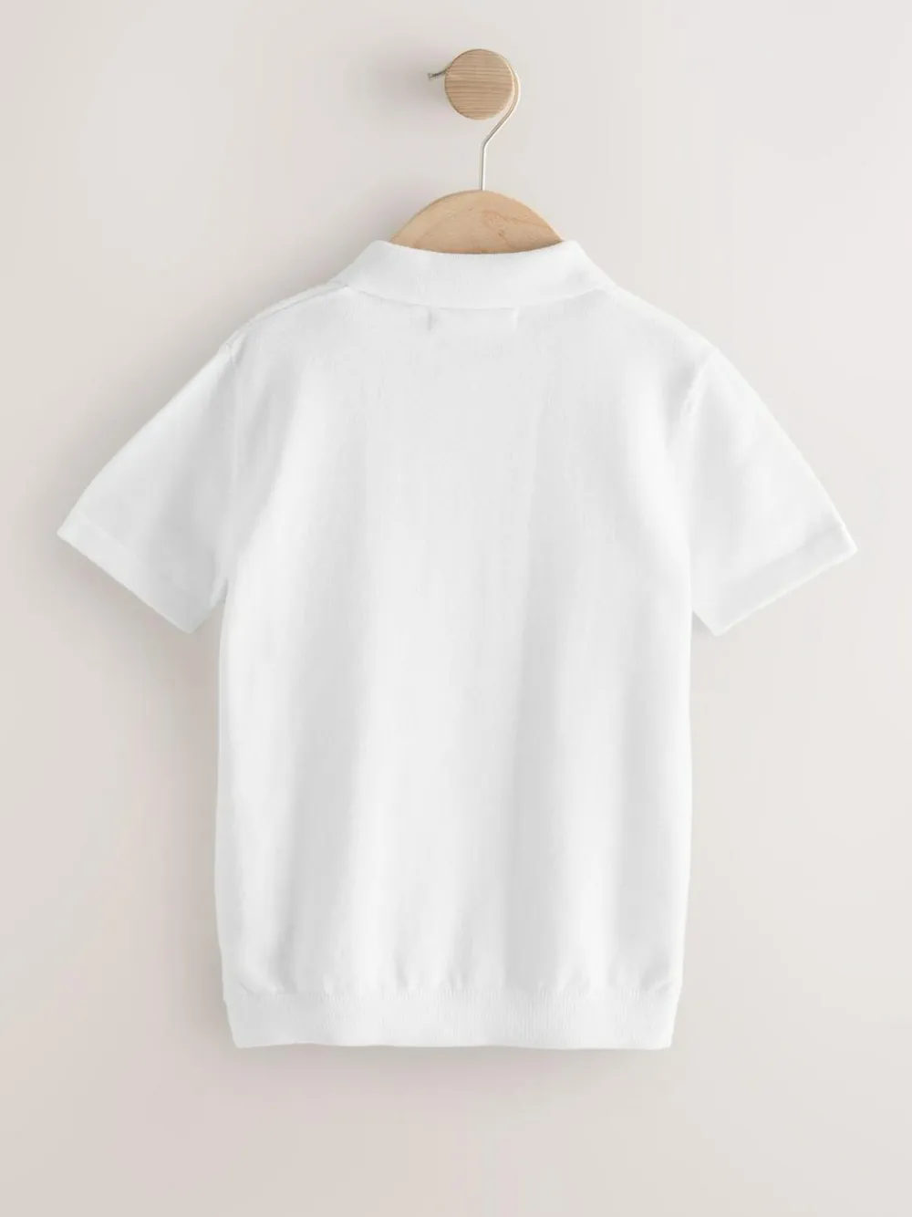 Outlet Next White Knitted Zip Neck Polo Shirt (3-16yrs)
