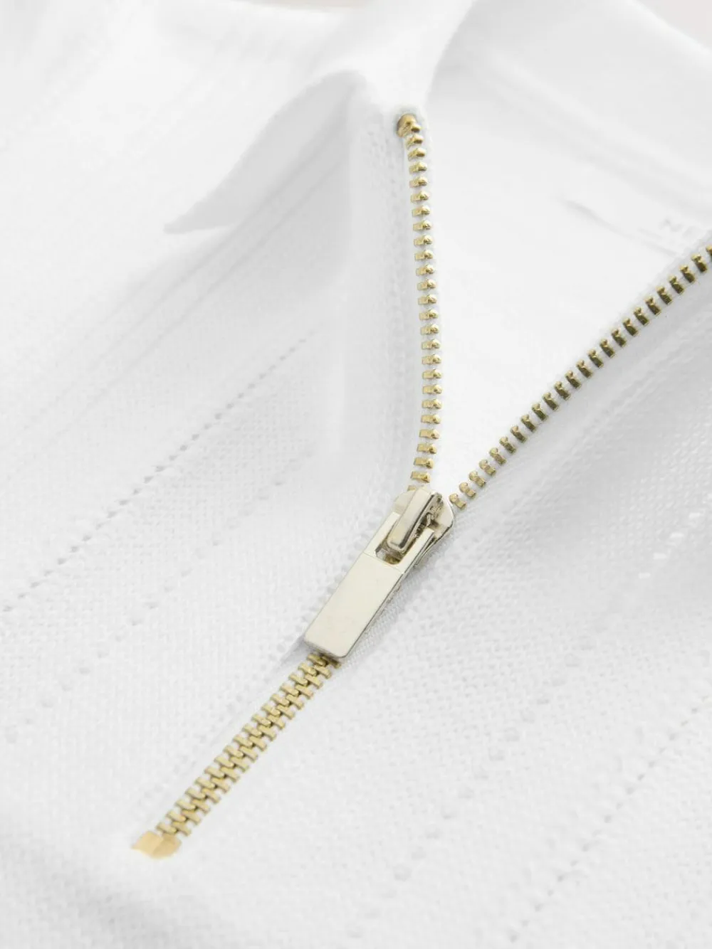 Outlet Next White Knitted Zip Neck Polo Shirt (3-16yrs)