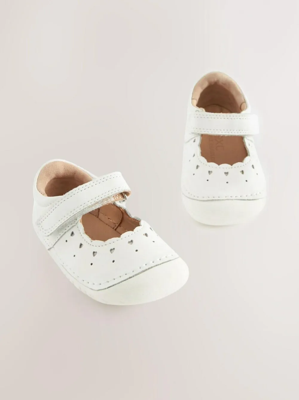 Next White Leather Standard Fit (F) Crawler Mary Jane Shoes