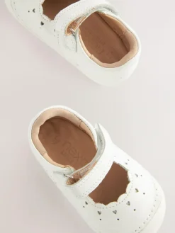 Next White Leather Standard Fit (F) Crawler Mary Jane Shoes