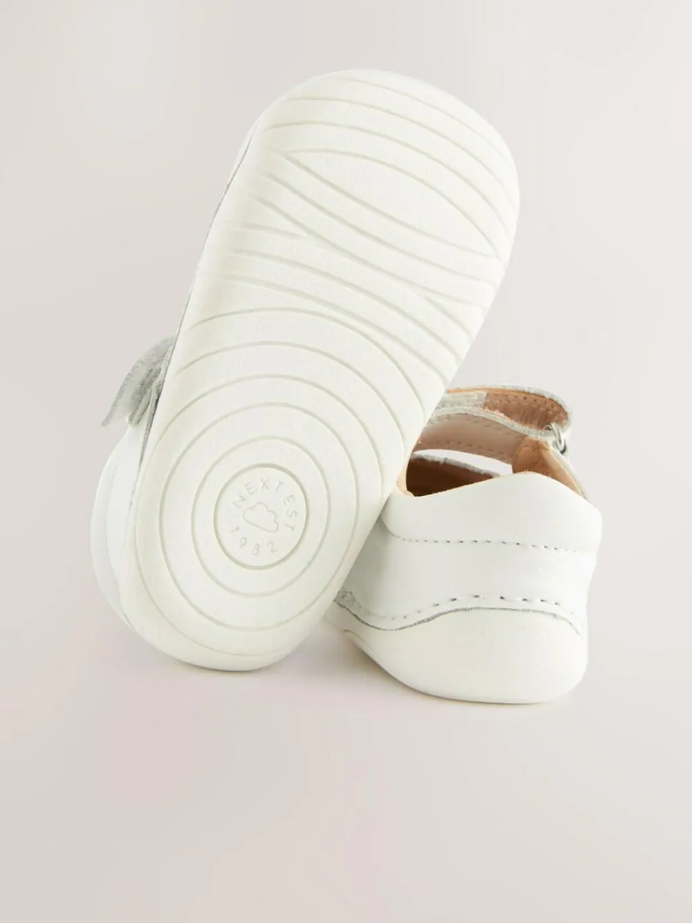Next White Leather Standard Fit (F) Crawler Mary Jane Shoes