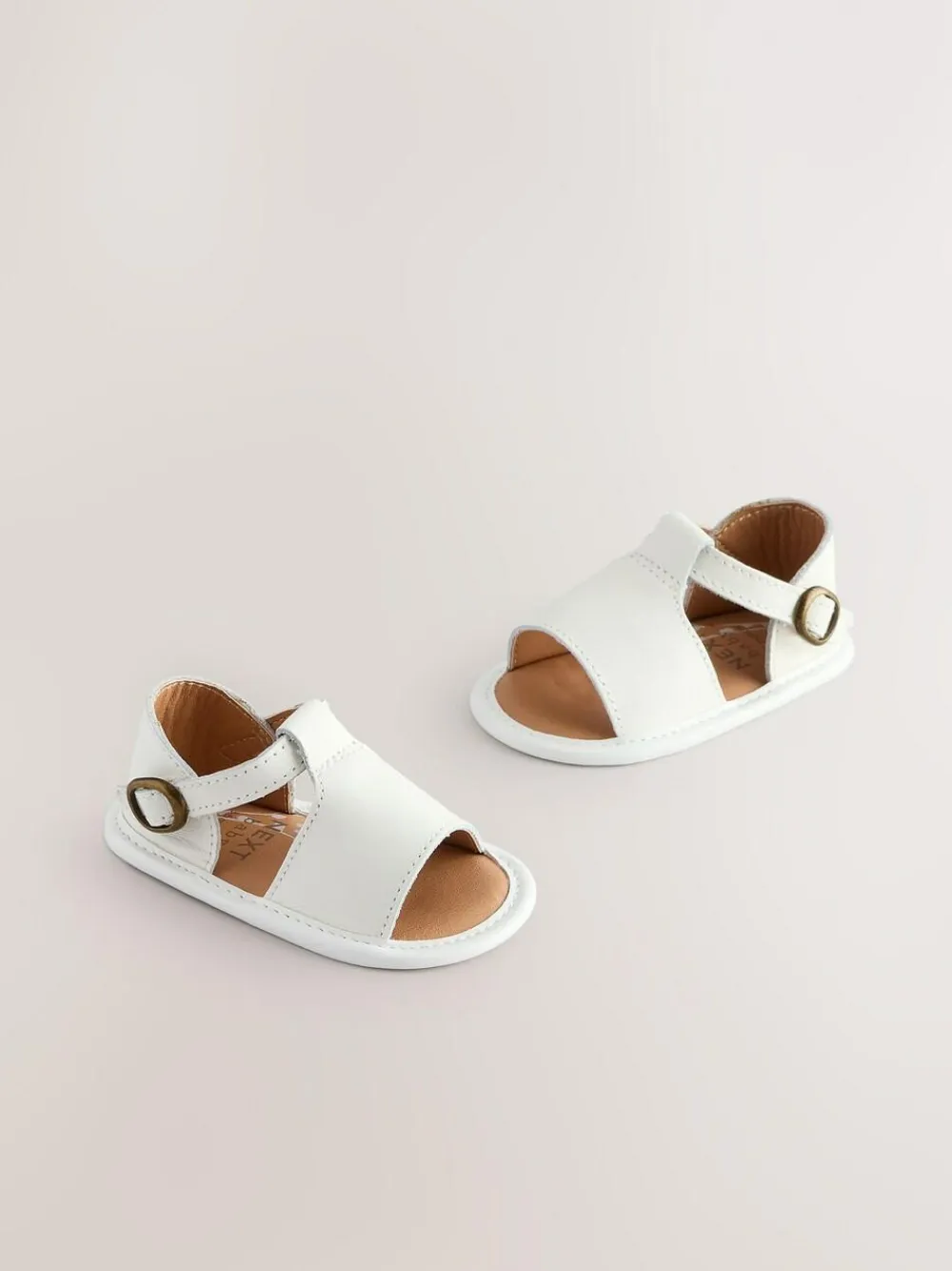 Next White Leather Touch Fastening Baby Sandals (0-24mths)^ Shoes