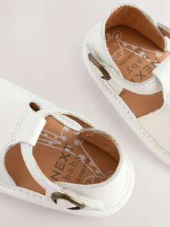 Next White Leather Touch Fastening Baby Sandals (0-24mths)^ Shoes