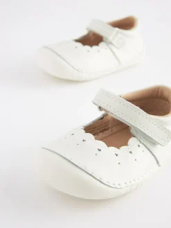 Hot Next White Leather Wide Fit (G) Crawler Mary Jane Shoes