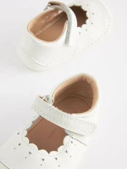 Hot Next White Leather Wide Fit (G) Crawler Mary Jane Shoes