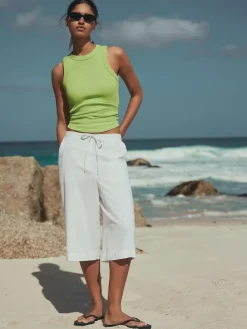 Discount Next White Linen Blend Pull On Shorts