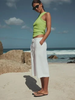 Discount Next White Linen Blend Pull On Shorts