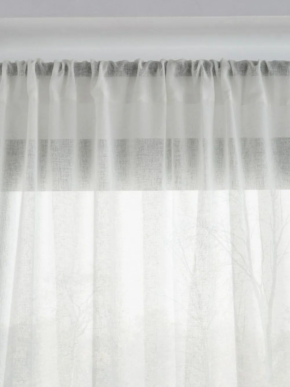 Clearance Next Linen Look Slot Top Voile Unlined Sheer Panel Curtain White