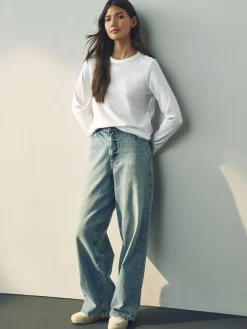 Next White Long Sleeve Crew Neck T-Shirt^Women Nightwear|Tops & T-Shirts