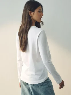 Next White Long Sleeve Crew Neck T-Shirt^Women Nightwear|Tops & T-Shirts