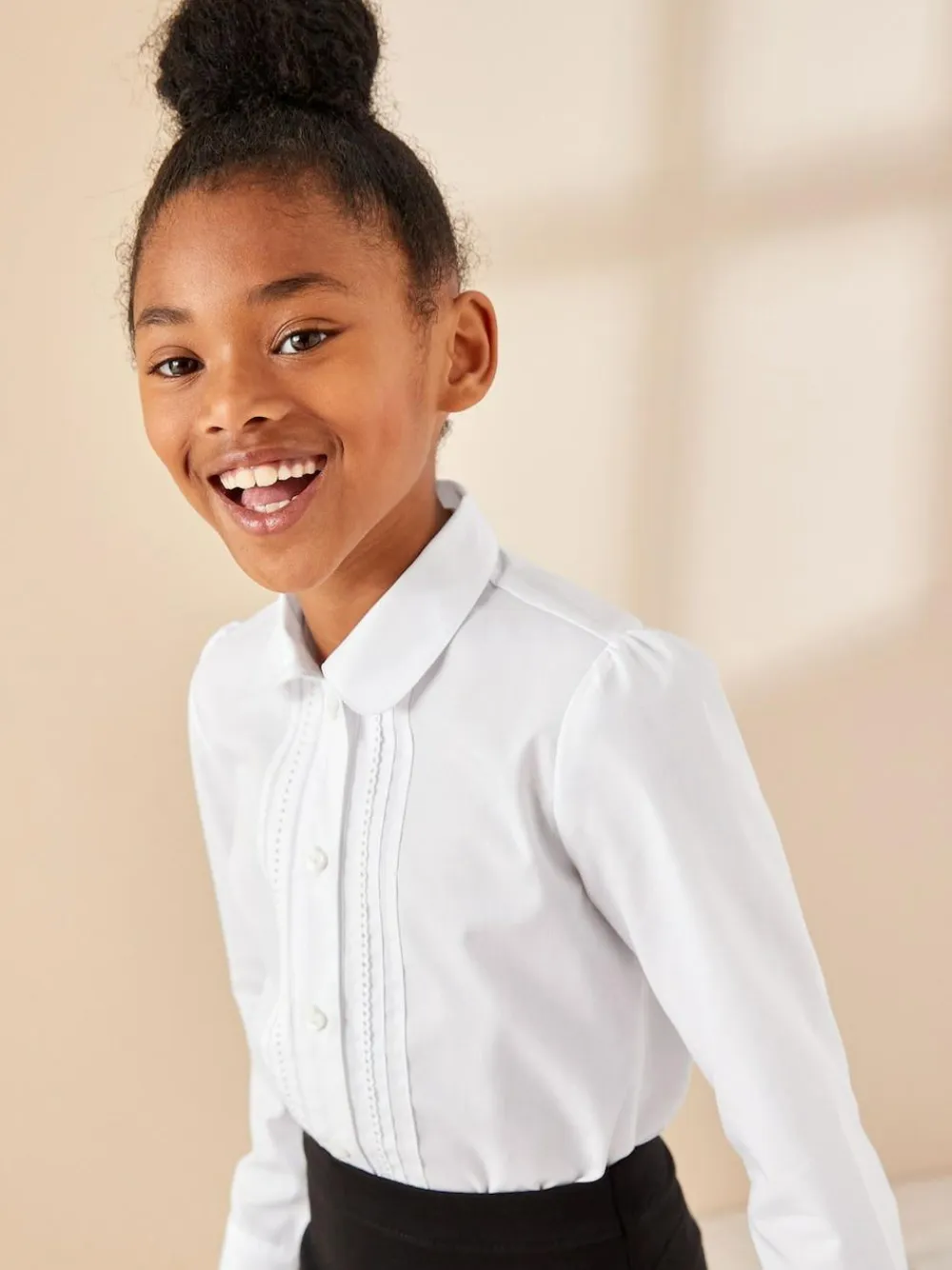 Next White Long Sleeve Lace Trim School Blouse (3-14yrs)^ Tops