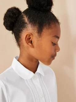 Next White Long Sleeve Lace Trim School Blouse (3-14yrs)^ Tops