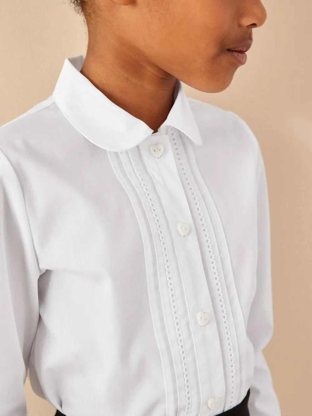 Next White Long Sleeve Lace Trim School Blouse (3-14yrs)^ Tops