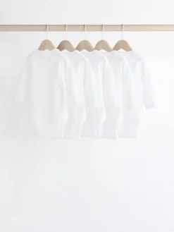 Outlet Next White Long Sleeve Rib Baby Bodysuits 5 Pack
