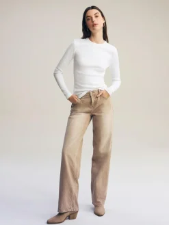 Next White Long Sleeve Ribbed Crew Neck Top^Women Nightwear|Tops & T-Shirts