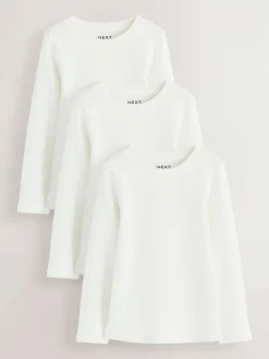 Sale Next White Long Sleeve Ribbed Tops 3 Pack (3-16yrs)