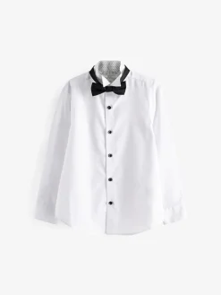 Discount Next White Long Sleeve Smart Shirt with Bowtie (3-16yrs)