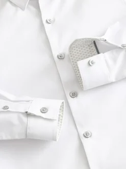 Next White Long Sleeves Smart Trimmed Shirt (3-16yrs)