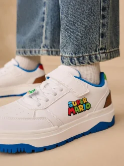 Next White Mario Elastic Lace Trainers^BOY Sneakers