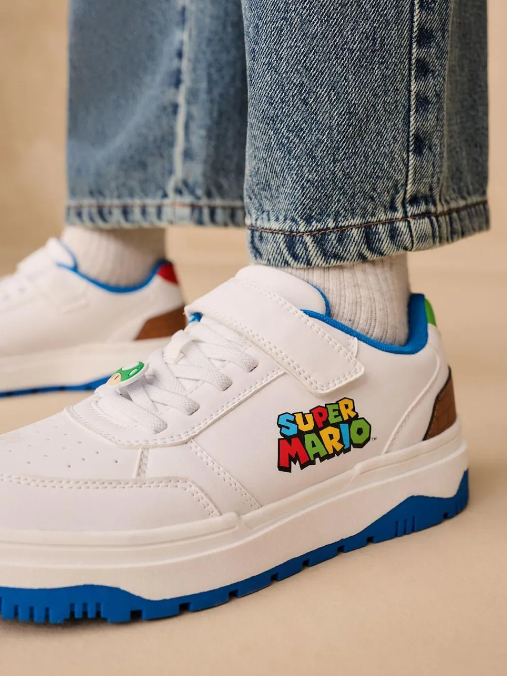 Next White Mario Elastic Lace Trainers^BOY Sneakers