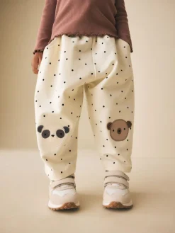 Next Embellished Barrel Trousers (3mths-7yrs) White Mono Spot Bears