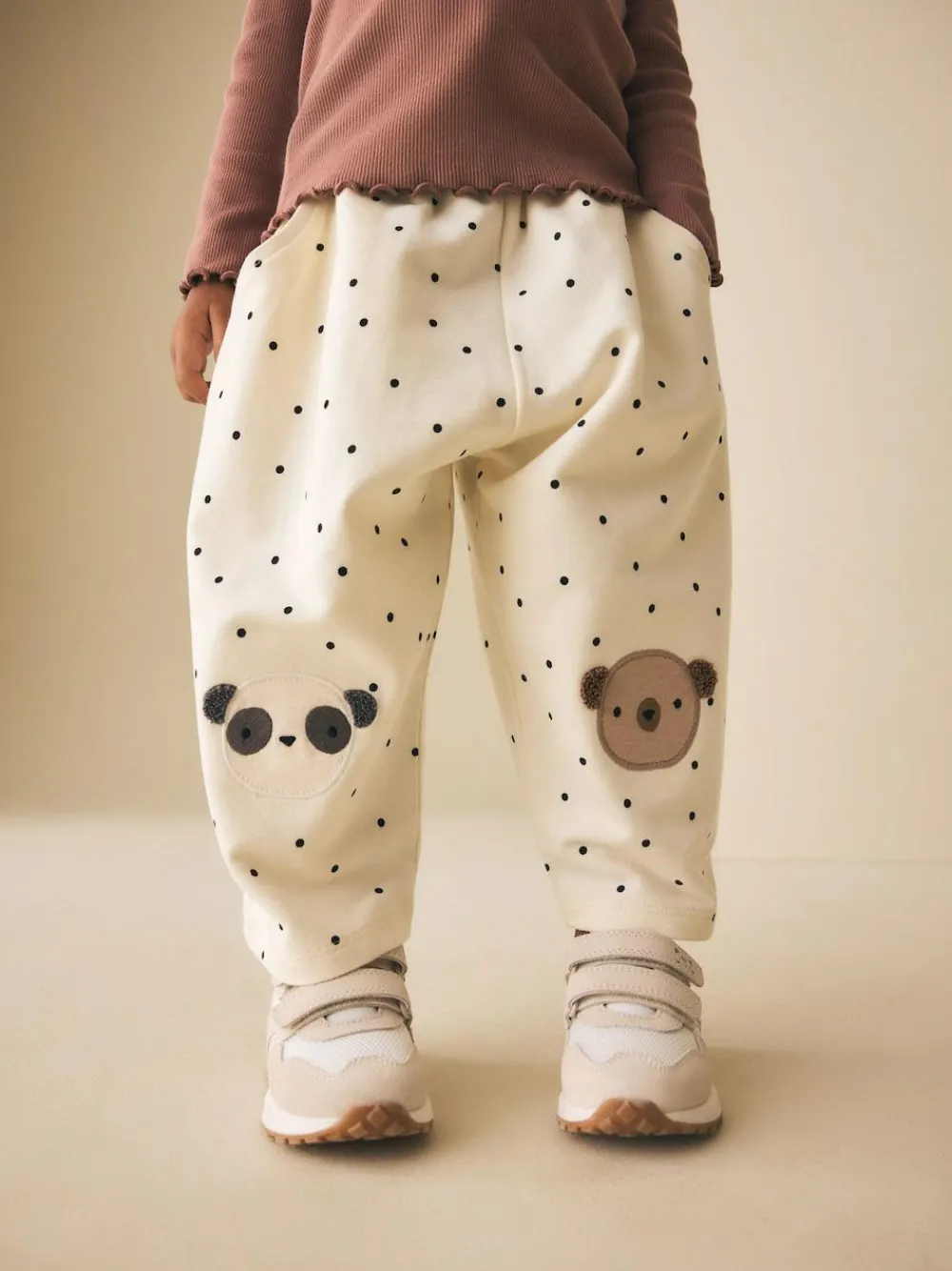 Next Embellished Barrel Trousers (3mths-7yrs) White Mono Spot Bears