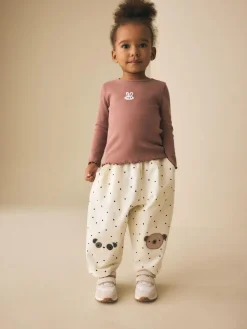 Next Embellished Barrel Trousers (3mths-7yrs) White Mono Spot Bears