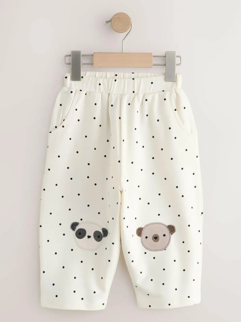 Next Embellished Barrel Trousers (3mths-7yrs) White Mono Spot Bears