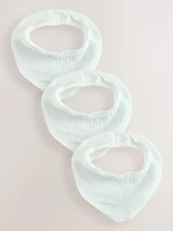Best Next Muslin Baby Dribble Bibs 3 Pack White