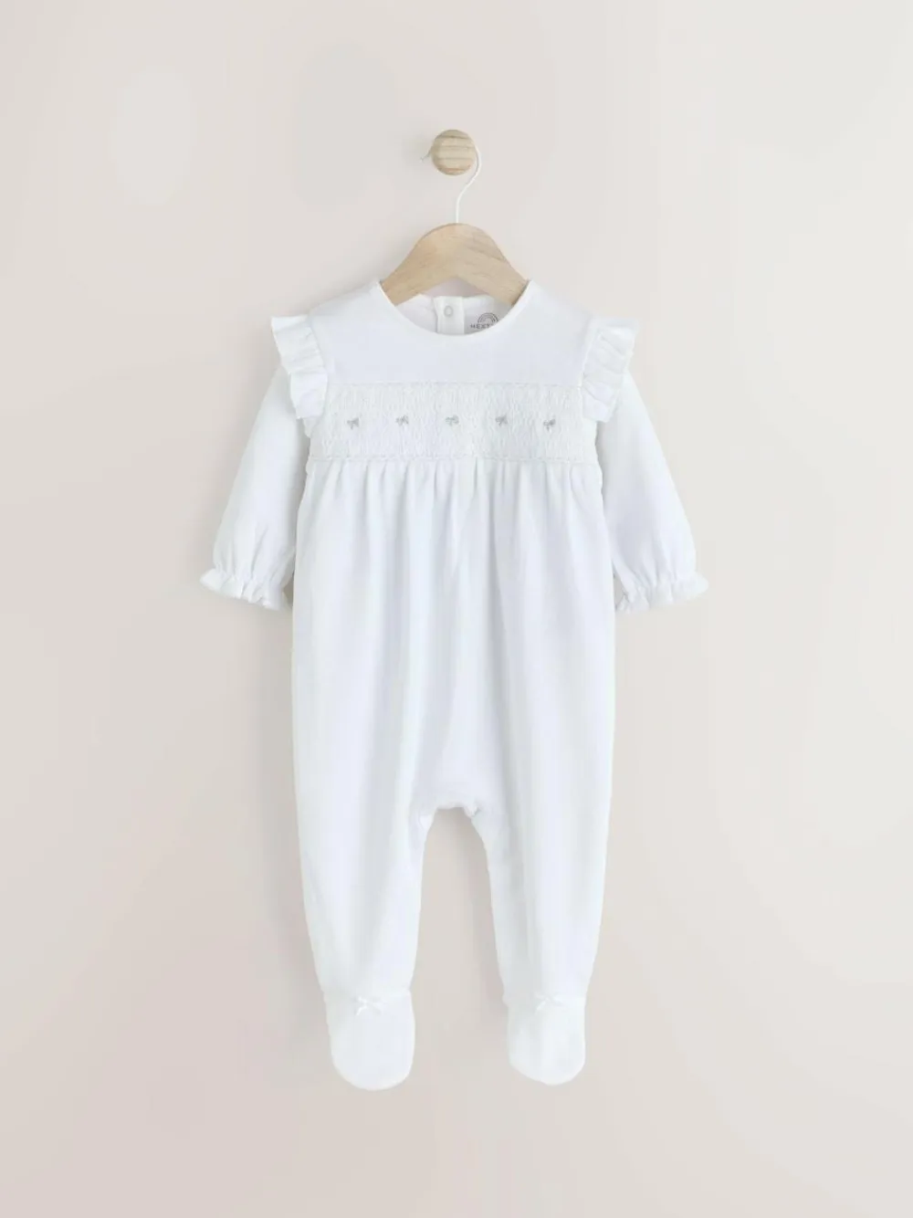 Best Next White Occasion Baby Sleepsuit (0mths-2yrs)